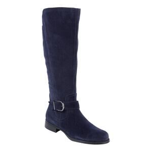 Naturalizer Knee High Navy Blue Suede Riding Boot Wide Calf Women's Size 5M NEW